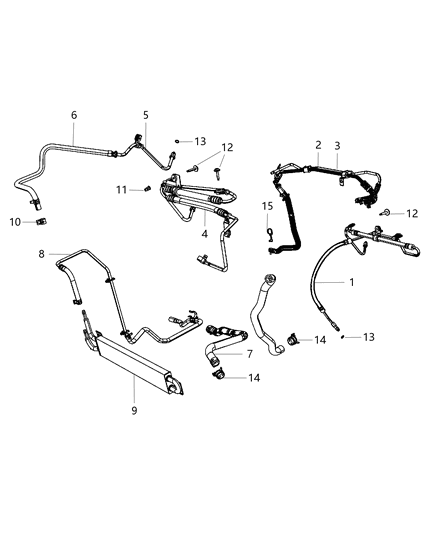 Hose Power Steering Return Reservoir To Cooler Diagram for 5154407AD