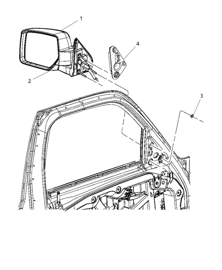 Mirror Outside Rearview Diagram for 57010077AD