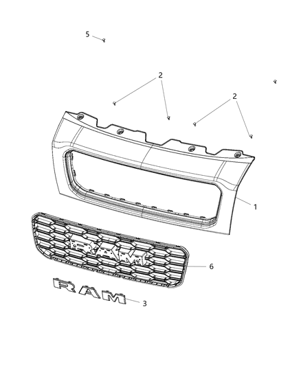 Surround Grille Chrome Diagram for 6RD02BS2AA