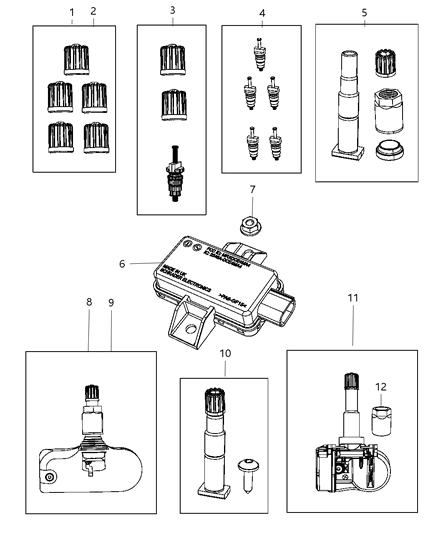 Sensor Kit Tire Pressure Mounting Hardware Kit Diagram for 68406533AA
