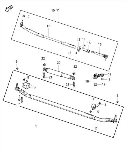 2009 Jeep Patriot Tube Assembly Steering Linkage Cross Bar Linkage, Outer Diagram for 68236711AC
