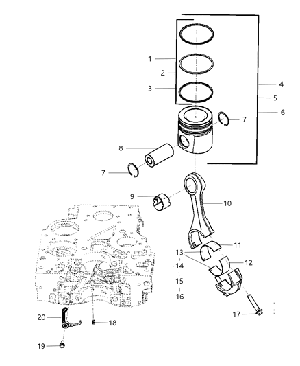 1997 Chrysler LHS Piston And Rings Diesel Engine .50Mm Oversize See Notes Diagram for 5191901AA