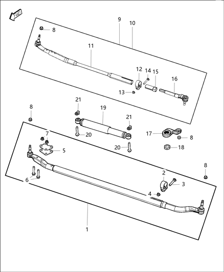 1986 Dodge Ramcharger Tube Assembly Steering Linkage Cross Bar Linkage Diagram for 68369918AC