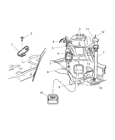 Cup Seat Belt Retractor Diagram for 4680536AC