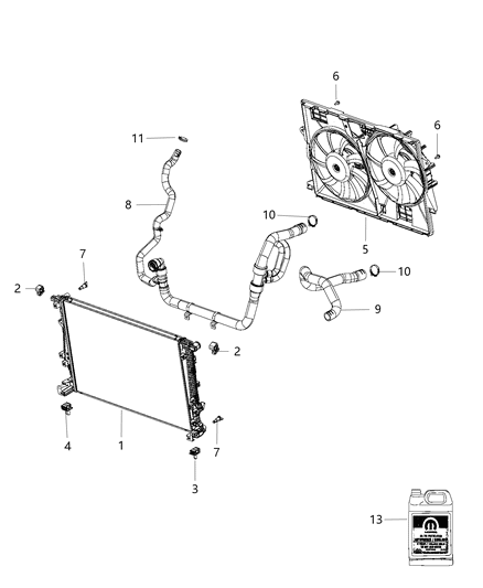 Hose And Clamp Radiator Inlet Diagram for 68102137AA