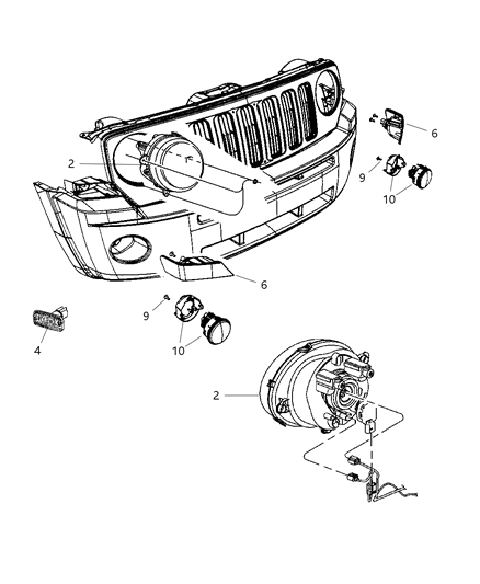 Headlamp Diagram for 5303843AA