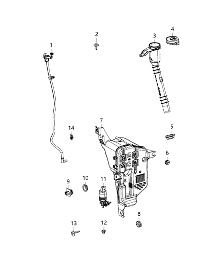 1992 Dodge Ram 50 Hose Windshield Washer Diagram for 68429455AA