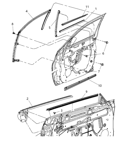 Weatherstrip Front Door Belt Inner Diagram for 5067667AC