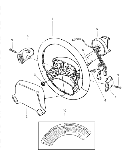 1999 Dodge Ram 1500 Module, Air Bag, Driver Side Diagram for MT15RF6