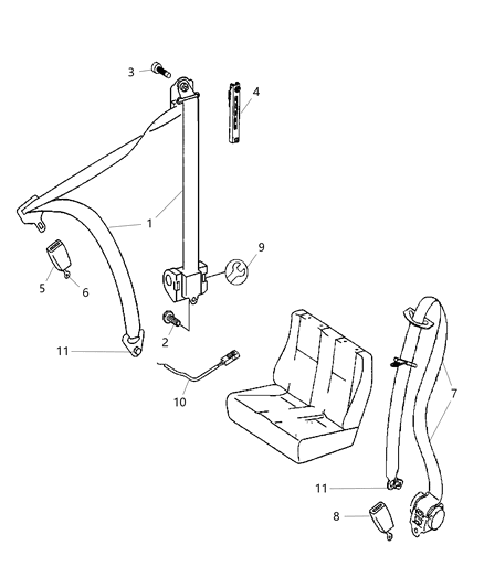 2015 Ram ProMaster City Seat Belt Front Outer Diagram for 1WL69DX9AA