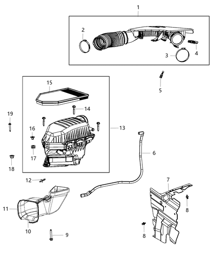 2015 Dodge Charger Shield Air Intake Diagram for 68250493AA