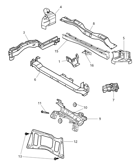 Crossmember Radiator Lower Diagram for 4860436AD