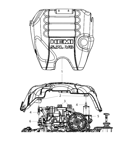 2006 Jeep Liberty Grommet Engine Cover Attaching Diagram for 68032351AA