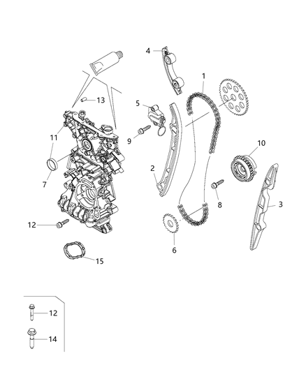 2006 Jeep Commander Cover Timing Case Diagram for 68439100AA