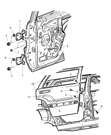 2003 Jeep Liberty Panel Rear Door Diagram for 55176908AC