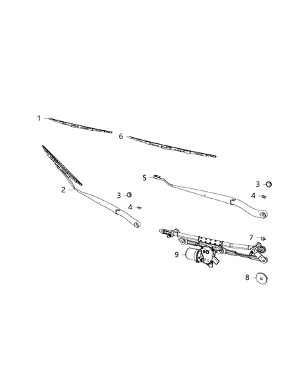 2018 Dodge Grand Caravan Motor Kit Windshield Wiper Diagram for 68028446AB