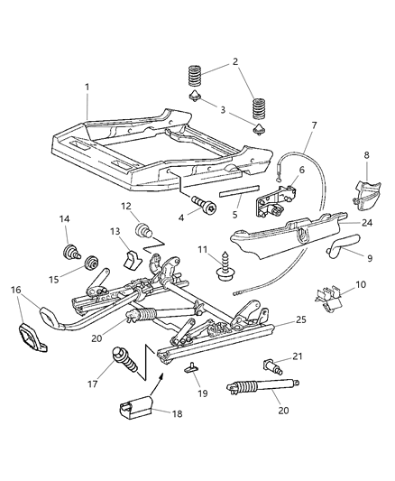 2001 Dodge Durango Adjuster Seat Height Diagram for 1BT30XDVAA