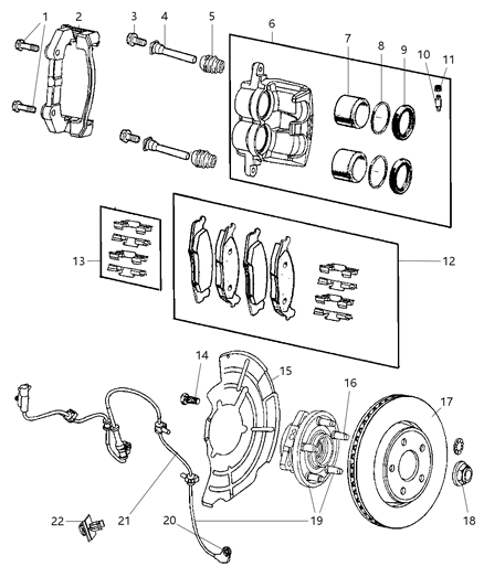 Hub And Bearing Brake Front Diagram for 52089434AD