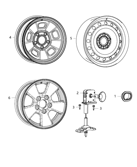 2007 Jeep Liberty Winch Spare Tire Carrier Diagram for 68230304AA