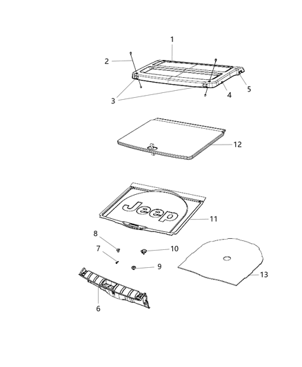 Panel Storage Compartment Diagram for 6SV57LXHAA