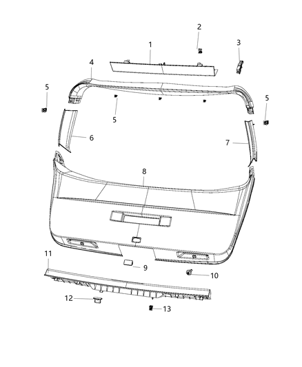 Panel Rear Header Diagram for 1DE55HDAAB
