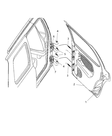 2004 Dodge Durango Door Rear Diagram for 55362170AB