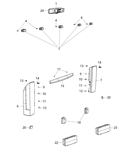 Roof Marker Lamp, Rear Diagram for 68169776AD