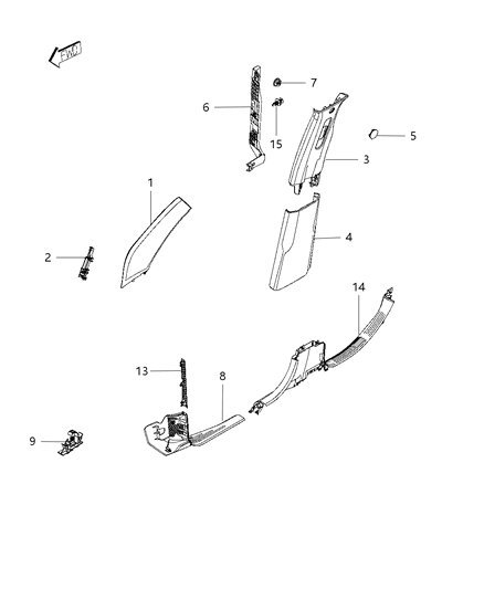 Clip Retaining Sill Molding Attachment Diagram for 68269975AA
