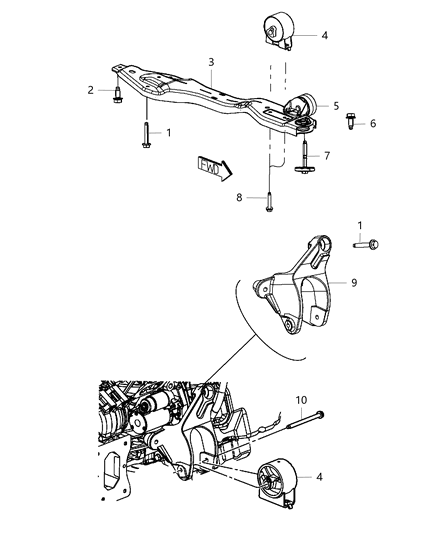 2003 Chrysler 300M Damper Engine Mount Diagram for 4721672AC