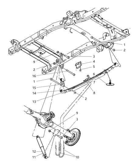 Shock Absorber Suspension Rear Diagram for 68031697AB