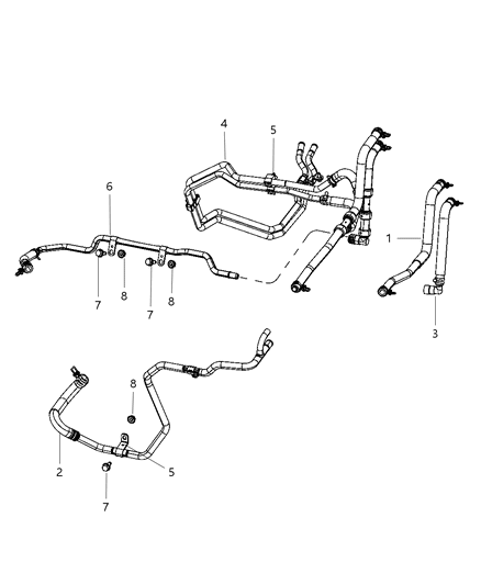 1992 Jeep Cherokee Hose And Tube Heater Return Diagram for 5058725AE