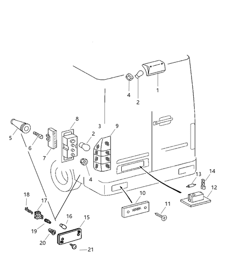 2003 Dodge Sprinter 2500 Lamp License Plate Diagram for 5104462AA