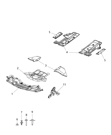 Belly Pan Front Diagram for 68085541AB