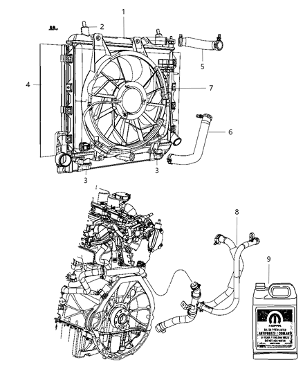 Hose Radiator Inlet Diagram for 5278968AE