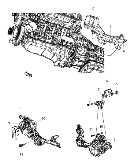 Bracket Engine Mount Diagram for 68083017AC