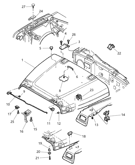 Bracket Hood Catch Diagram for 55176428AC