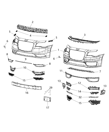 Bezel Front Fascia Diagram for 6DF54NTSAA