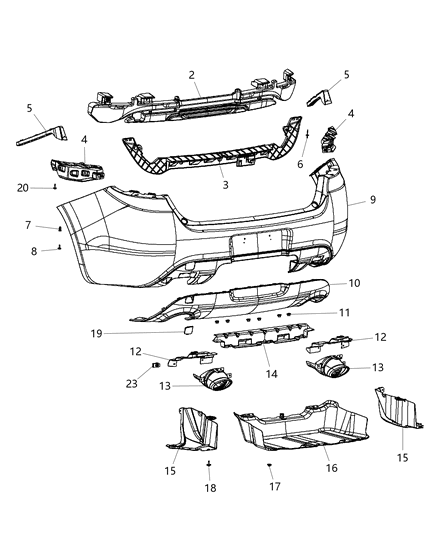 1999 Chrysler Sebring Bracket Fascia Support Diagram for 68100722AA