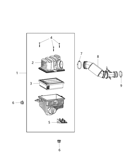 2012 Jeep Grand Cherokee Duct Air Cleaner Diagram for 68372172AA