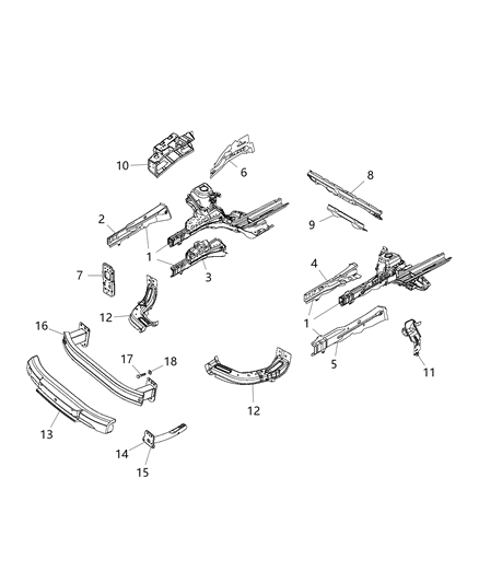 1993 Dodge Shadow Plate Front Siderail, Passenger Side Diagram for 68259339AA