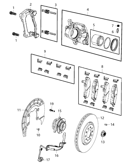 2007 Jeep Commander Pad Kit Front Disc Brake Diagram for 68459898AA