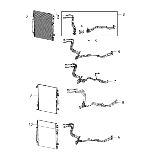 1987 Dodge B350 Hose And Tube Transmission Oil Cooler Pressure And Return Diagram for 68195935AE