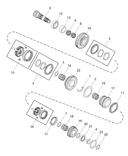 Roller Bearing Transmission Diagram for 68187736AA