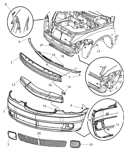 2022 Dodge Durango Foam Front Bumper Fascia Also Serviced With Fascia Diagram for 5116156AB