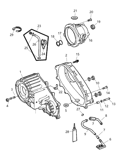 2004 Jeep Grand Cherokee Retainer Transfer Case Rear Diagram for 5066086AA