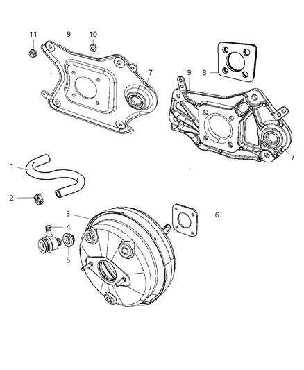 2008 Jeep Liberty Booster Power Brake Diagram for 68039279AA