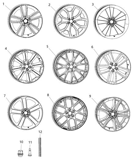 1997 Dodge B1500 Wheel Aluminum Diagram for 5LD38VXWAB