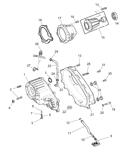 2008 Chrysler PT Cruiser Case Transfer Front Diagram for 5159198AA