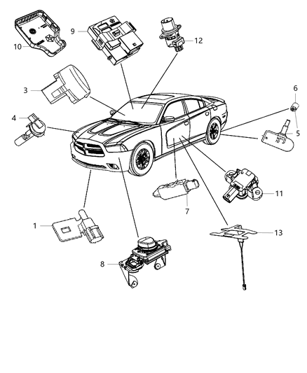 Sensor And Bracket Adaptive Speed Control Module Diagram for 56054171AD