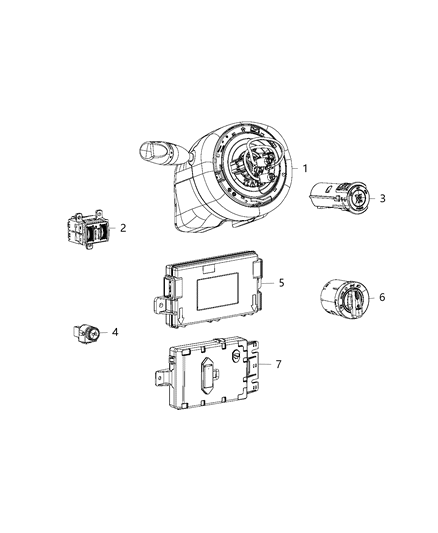 1985 Dodge B250 Module Steering Column Diagram for 6NE92DX9AB